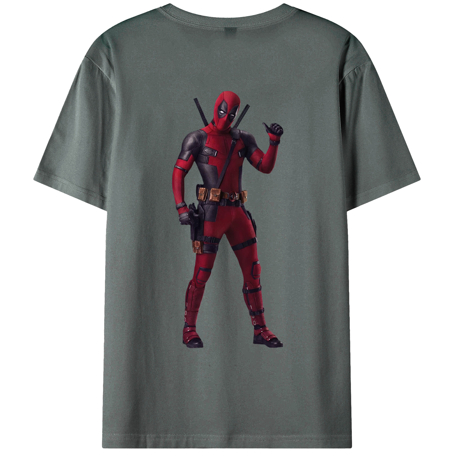 （画像用） Deadpool デッドプール 綿100％ メンズ半袖Tシャツ（バックプリント） 通気性